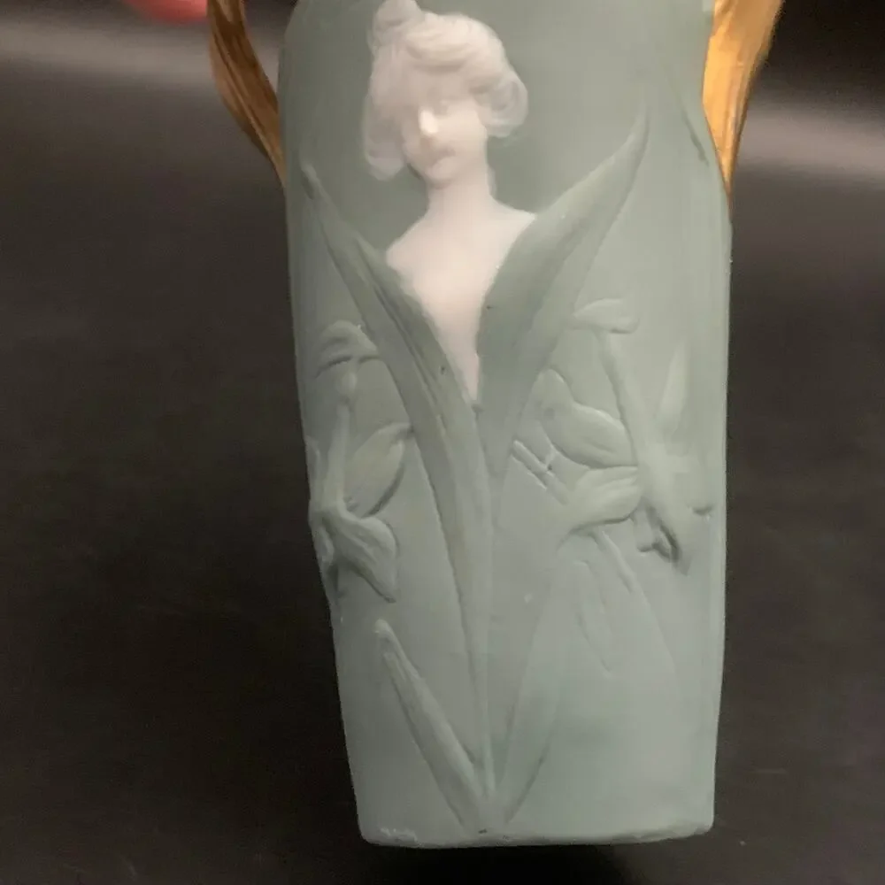 1910’s Schafer & Vater German Art Nouveau Jasperware Bisque Porcelain Bud Vase